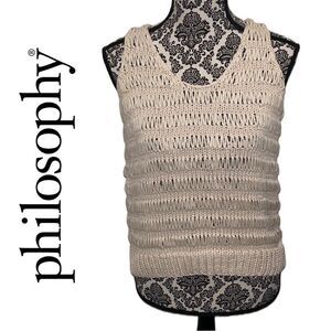 Philosophy Women’s Cream Crochet Knit Tank‎ Top - Size S